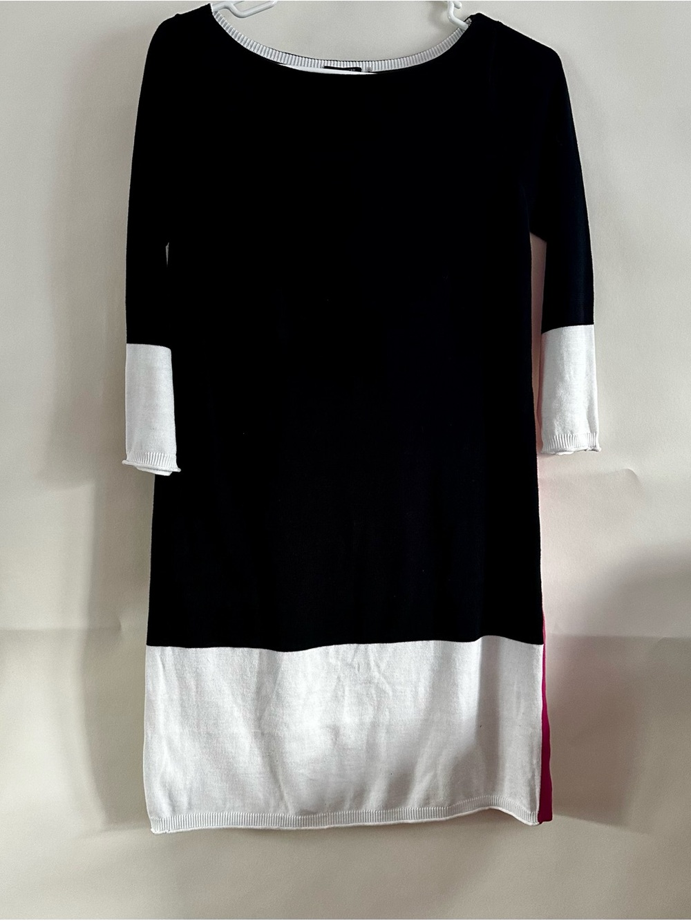 Magaschoni Colorblock Sweater Dress – Black White Pink S